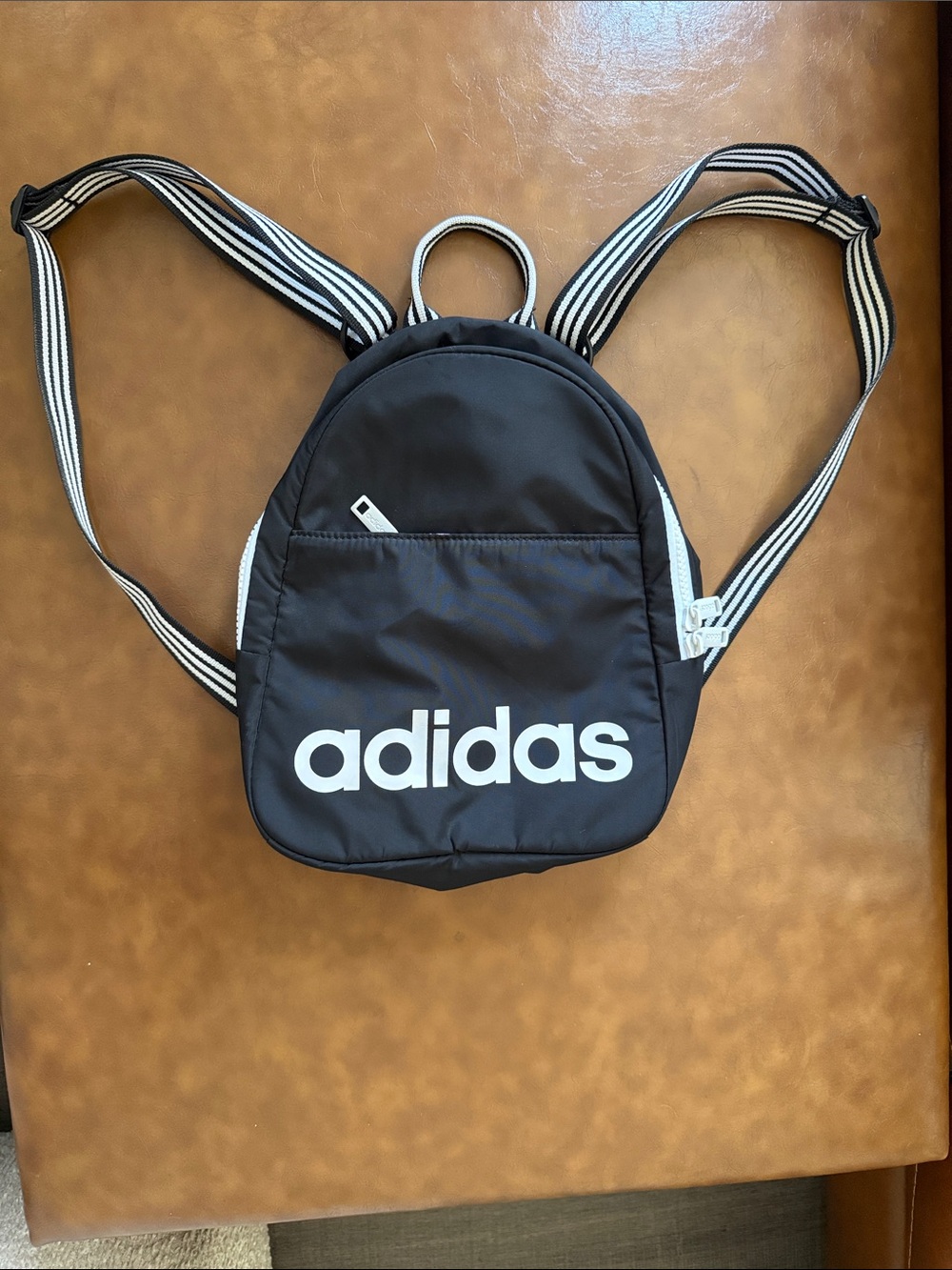 adidas Black Mini Backpack with Striped Shoulder Straps